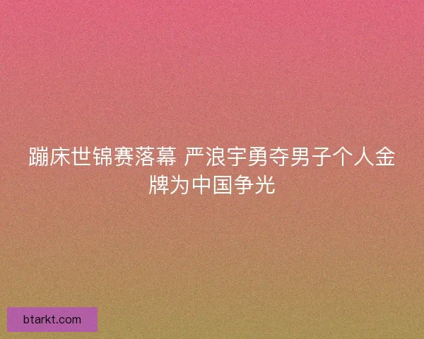 蹦床世锦赛落幕 严浪宇勇夺男子个人金牌为中国争光