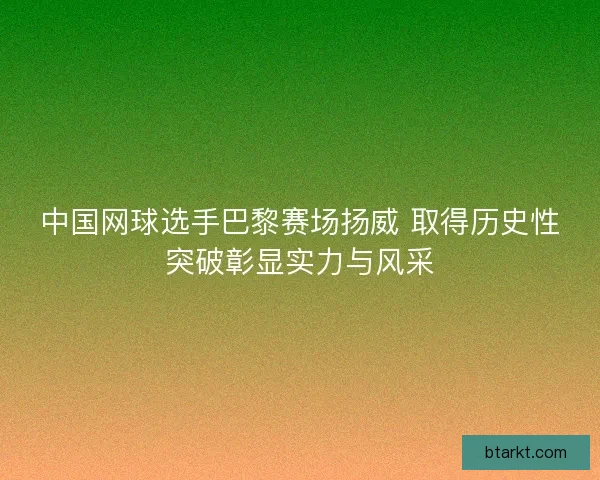 中国网球选手巴黎赛场扬威 取得历史性突破彰显实力与风采